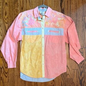 Vintage western pastel color block shirt